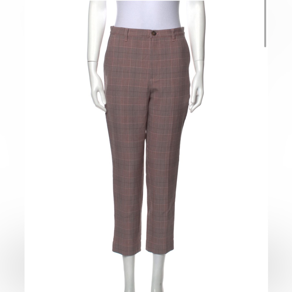 Ganni Plaid Print Straight Leg Pants- Pink!